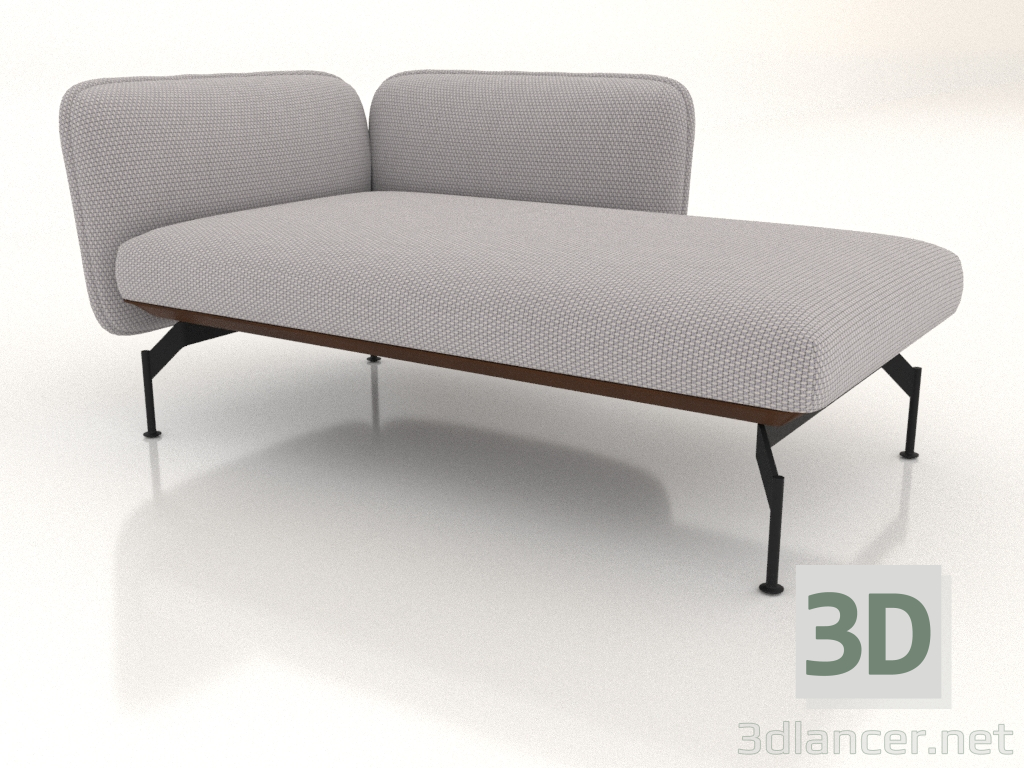 modello 3D Chaise longue con bracciolo 85 a destra (rivestimento esterno in pelle) - anteprima