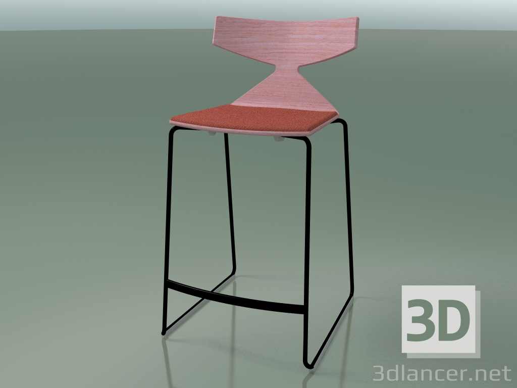 modello 3D Sgabello da bar impilabile 3712 (con cuscino, rosa, V39) - anteprima