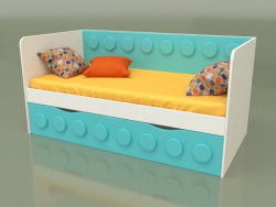 Sofa bed for children with 1 drawer (Aqua)