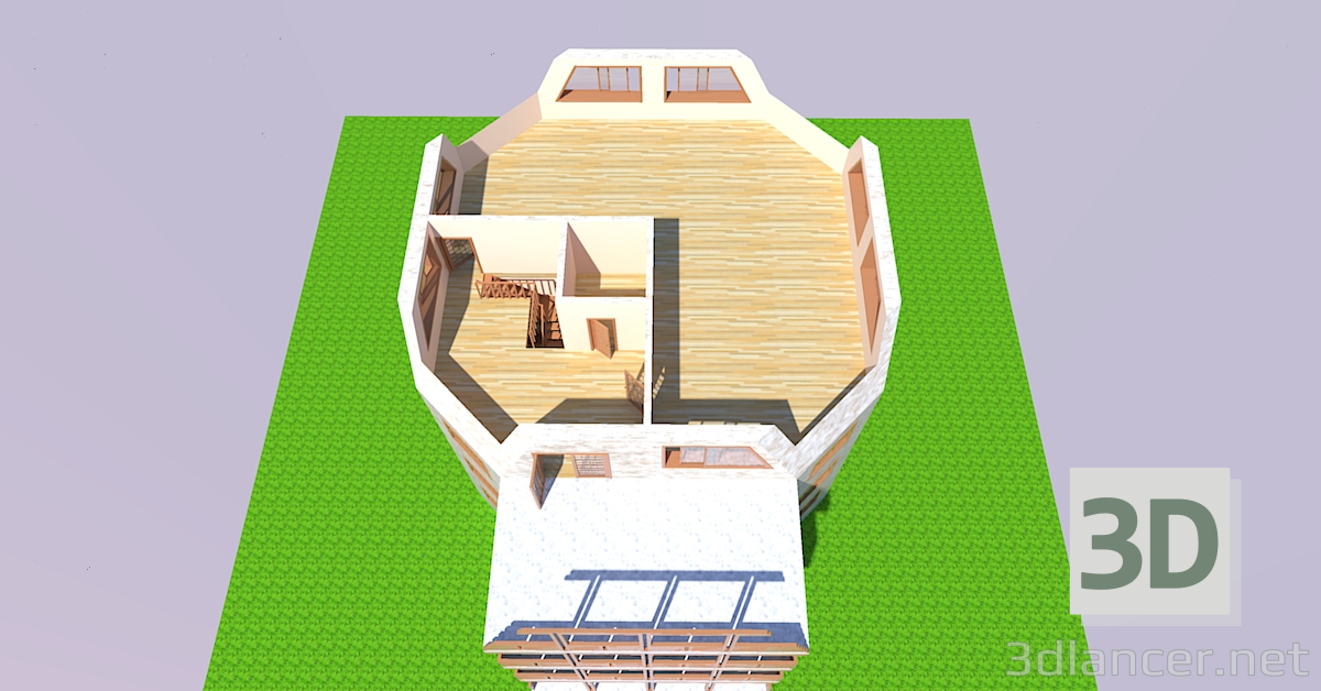 3D Modell Ein dreistöckiges Haus - Vorschau