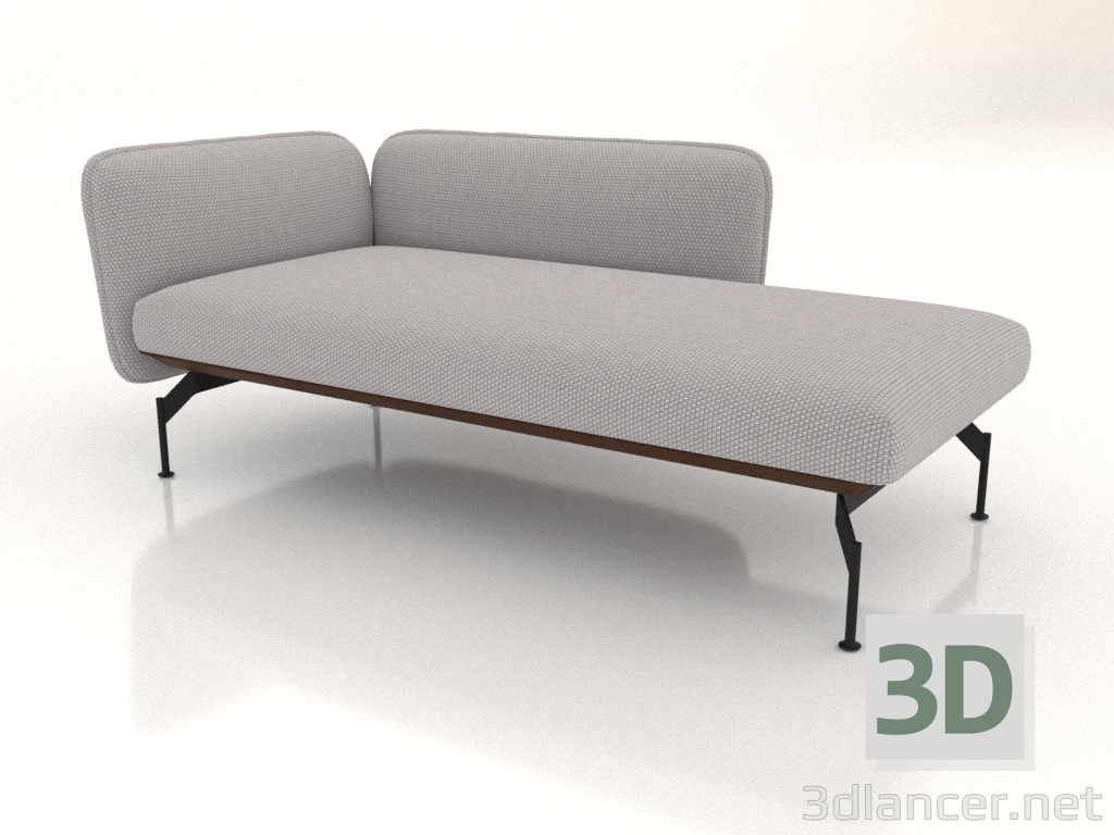 modello 3D Chaise longue con bracciolo 110 a destra (rivestimento esterno in pelle) - anteprima