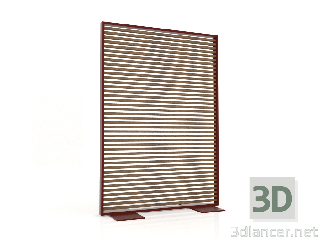 modello 3D Parete divisoria in legno artificiale e alluminio 120x170 (Teak, Rosso vino) - anteprima