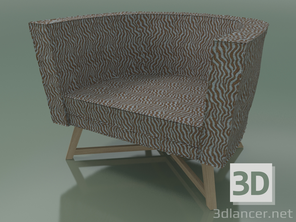 modèle 3D Fauteuil semi-circulaire (08, Rovere Sbiancato) - preview