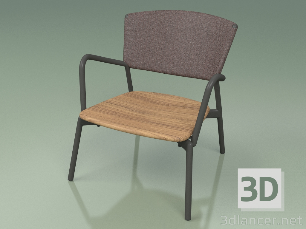 modèle 3D Fauteuil 027 (Métal Fumé, Batyline Marron) - preview