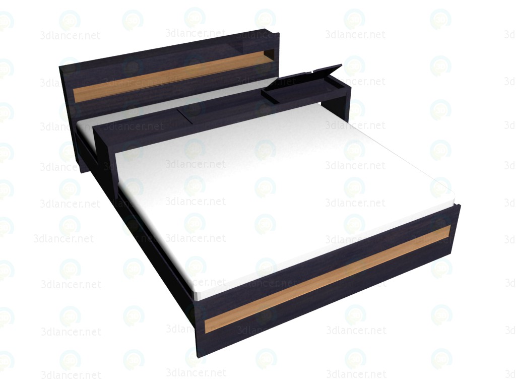 Modelo 3d Cama de casal 180 x 220 com uma extensão. - preview