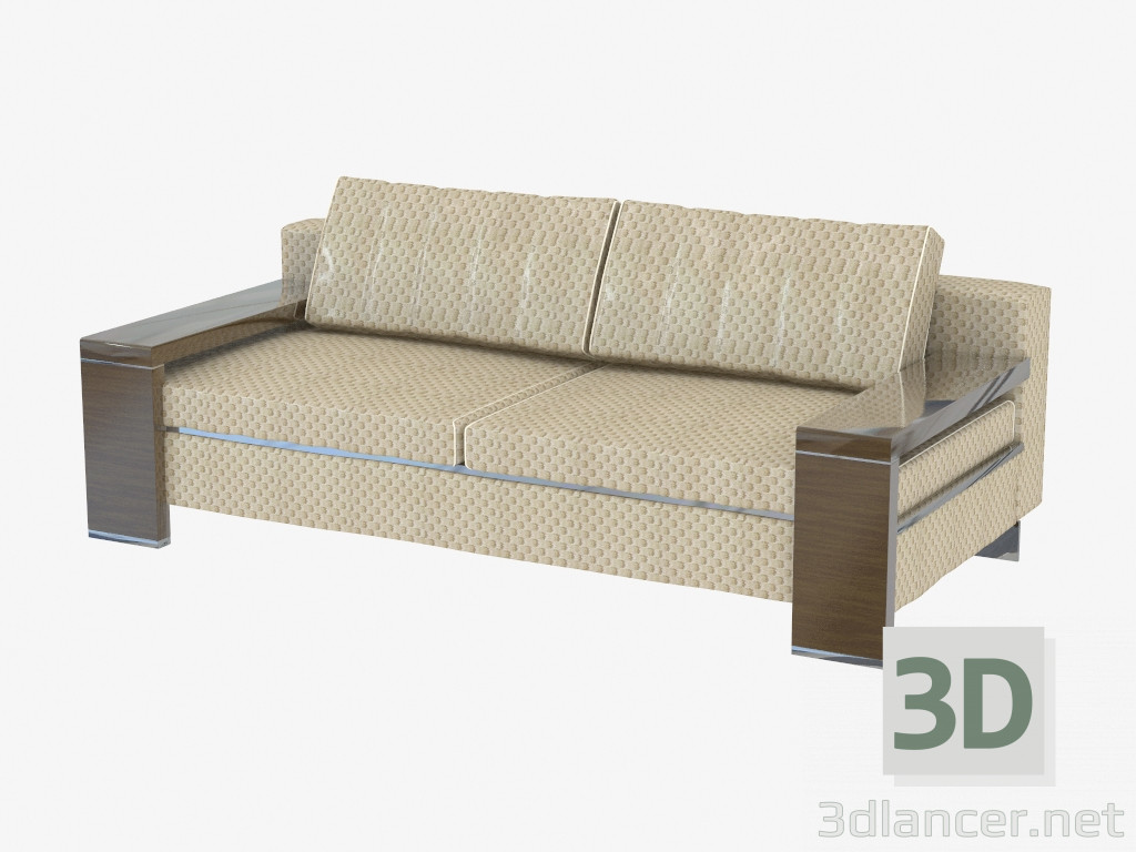 3d model Sofá doble con apoyabrazos de madera - vista previa