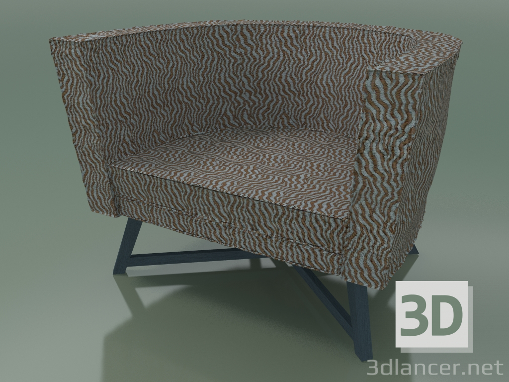 modèle 3D Fauteuil semi-circulaire (08, bleu) - preview