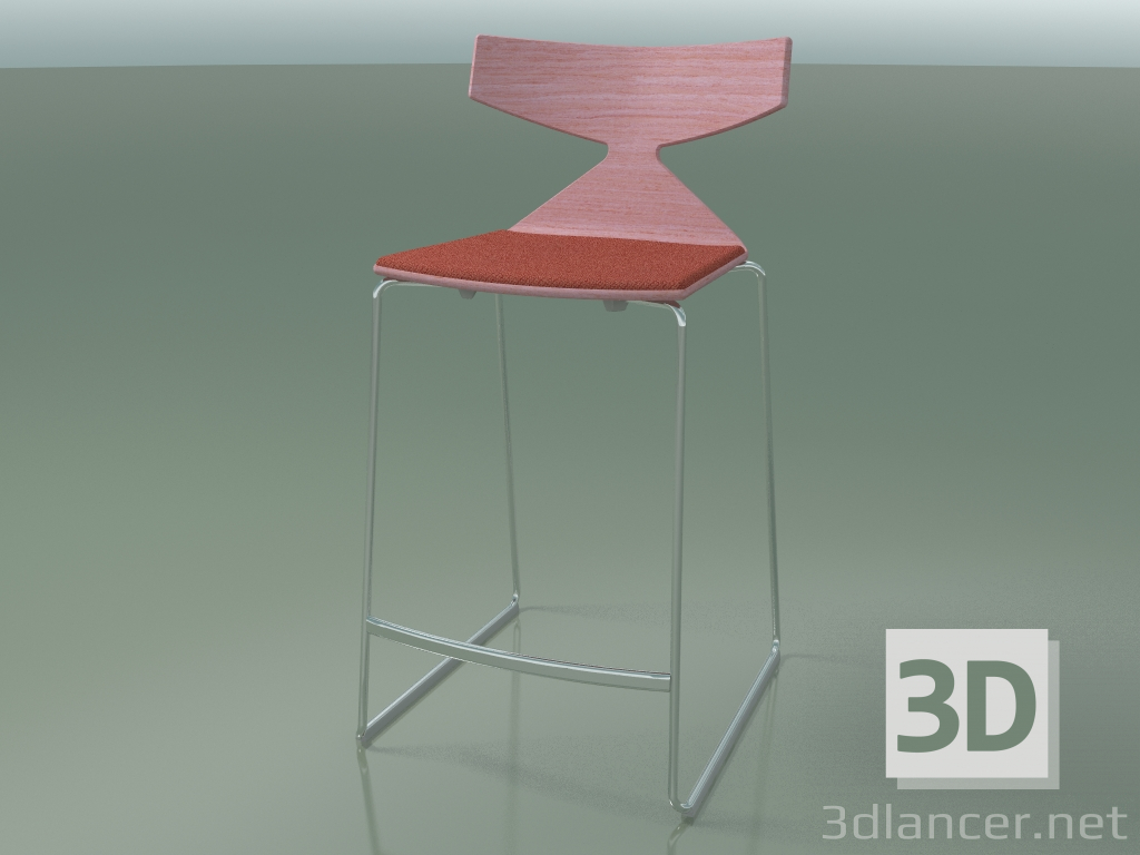 Modelo 3d Tamborete de barra empilhável 3712 (com almofada, rosa, CRO) - preview