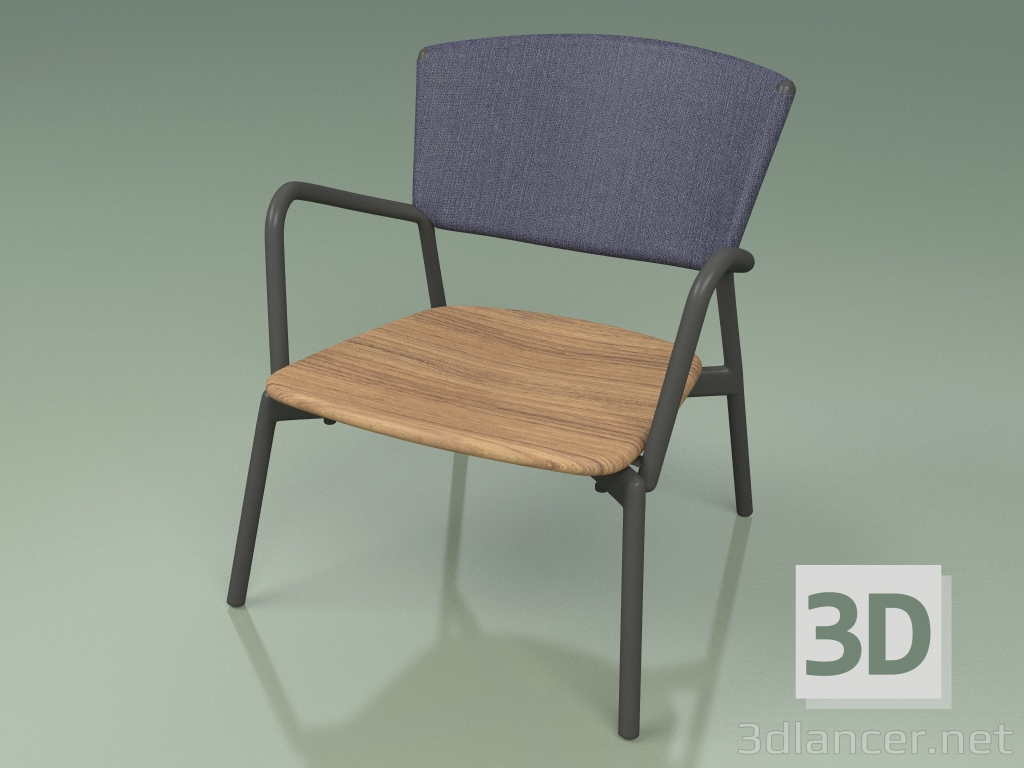 modèle 3D Fauteuil 027 (Métal Fumé, Bleu Batyline) - preview