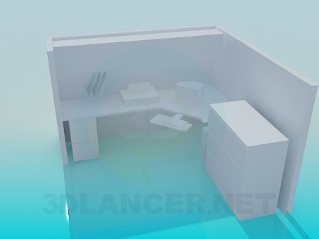 3d model Área de oficinas - vista previa