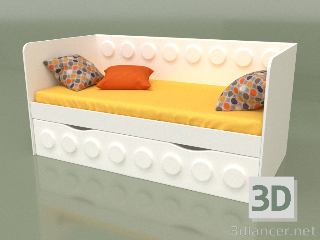 3D Modell Schlafsofa für Kinder mit 1 Schublade (Weiß) - Vorschau