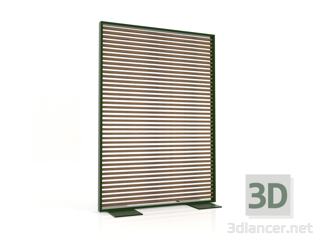 3D Modell Trennwand aus Kunstholz und Aluminium 120x170 (Teak, Flaschengrün) - Vorschau