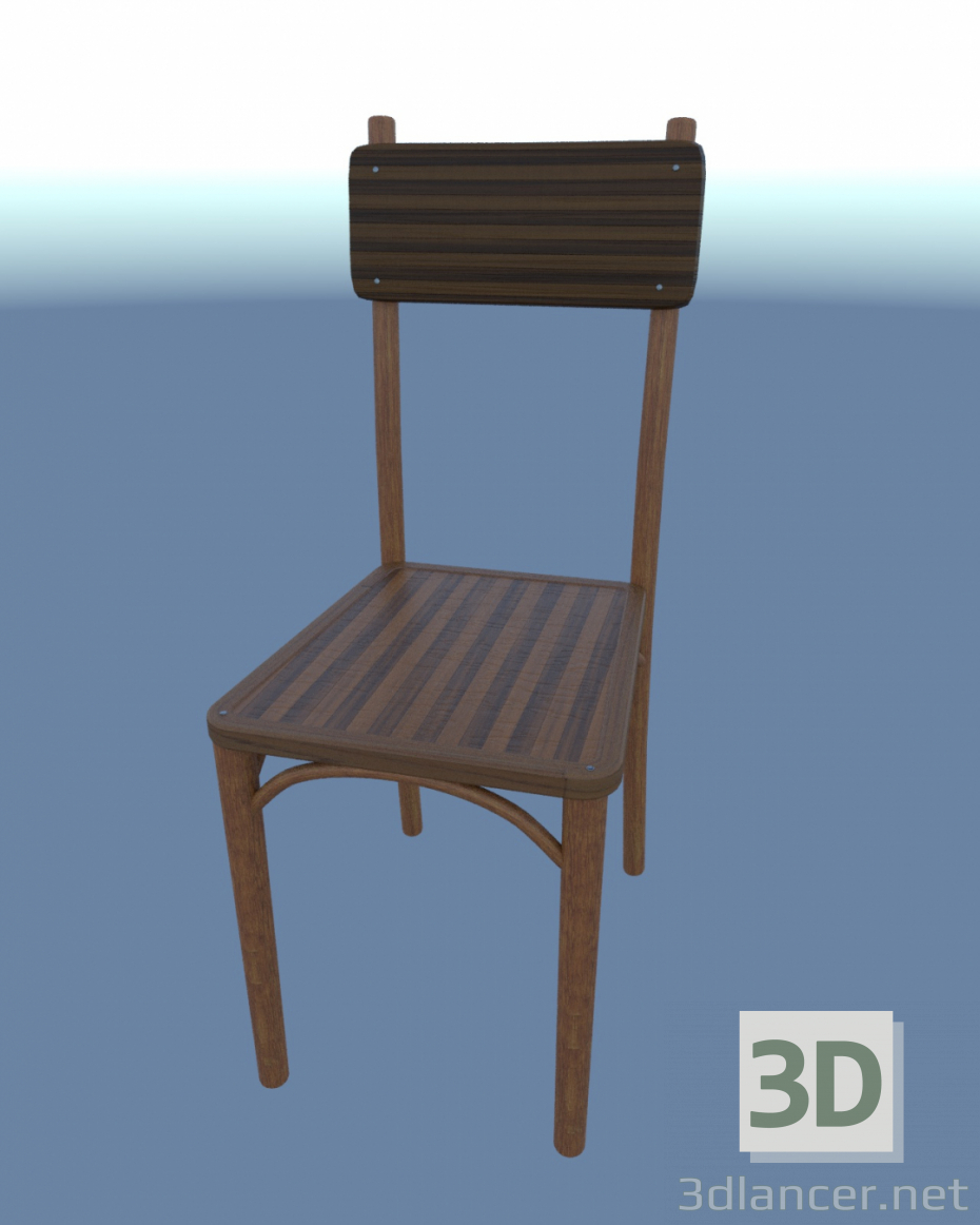 modèle 3D Chaise simple (bois) - preview