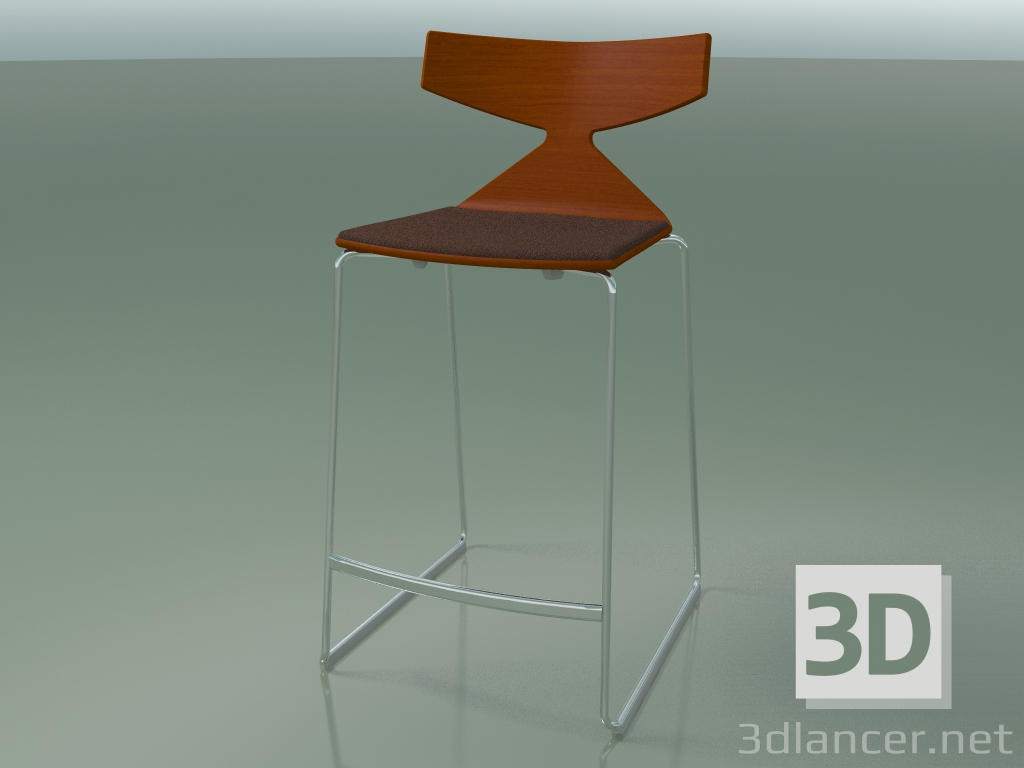 Modelo 3d Banqueta alta empilhável 3712 (com almofada, laranja, CRO) - preview