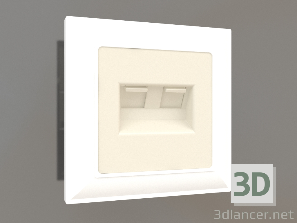 3d model Double Ethernet socket RJ-45 (ivory) - preview