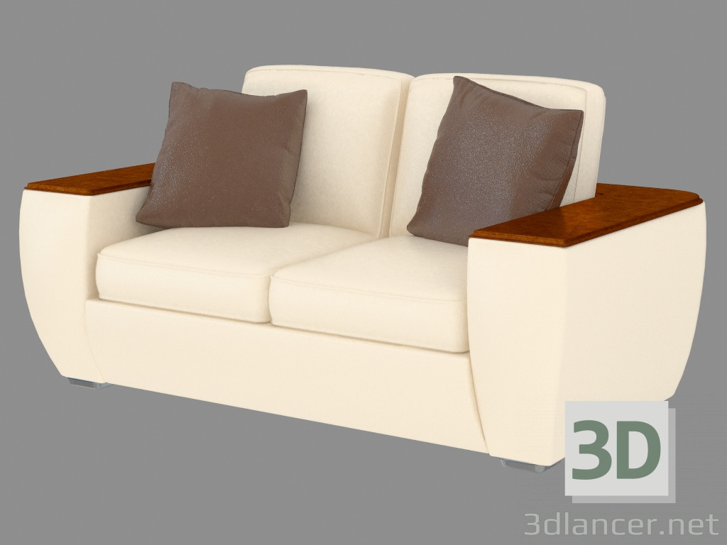 3D modeli Koltuk modern çift kişilik deri - önizleme