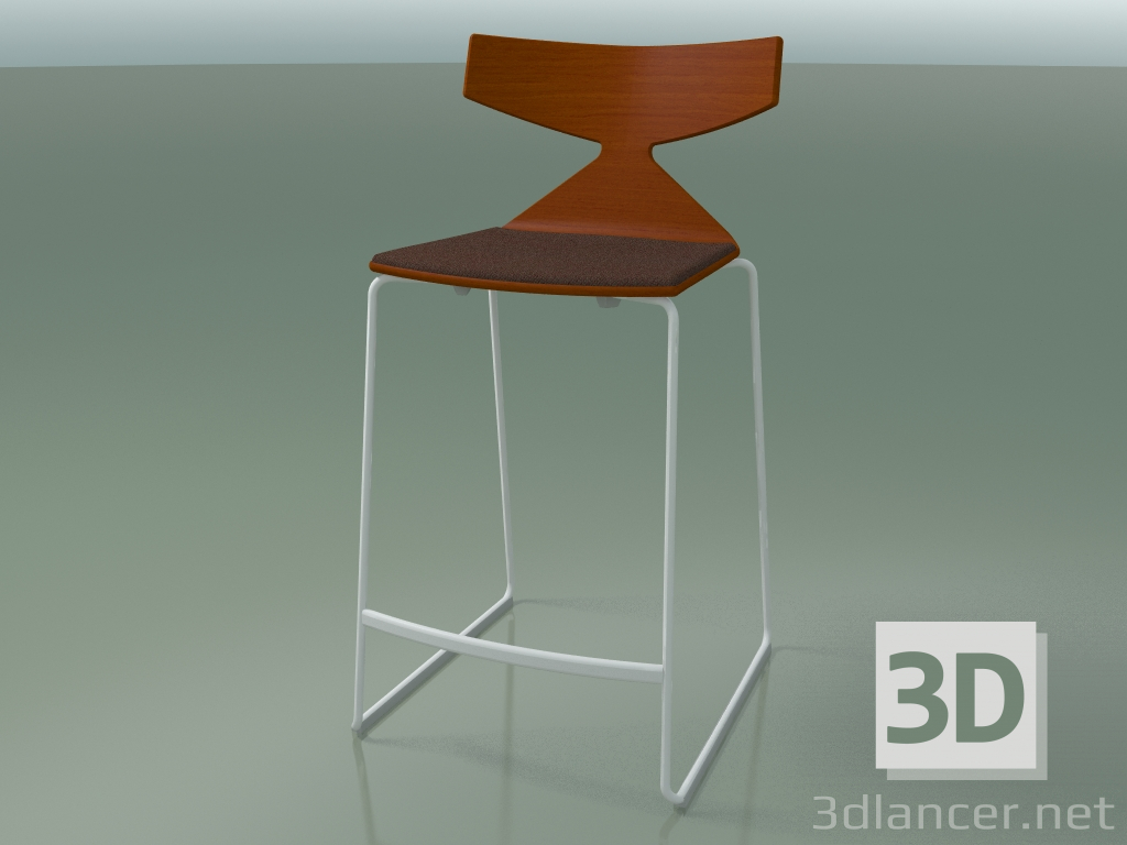 3d model Taburete de bar apilable 3712 (con cojín, naranja, V12) - vista previa