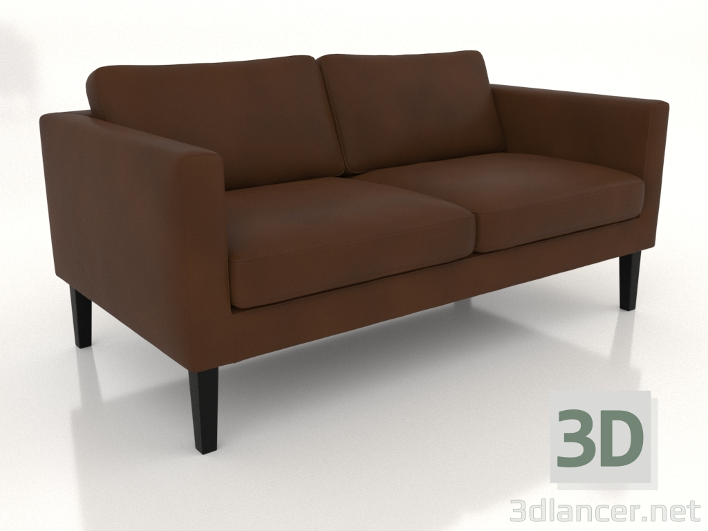 3d model 2-seater sofa (high legs, leather) - preview