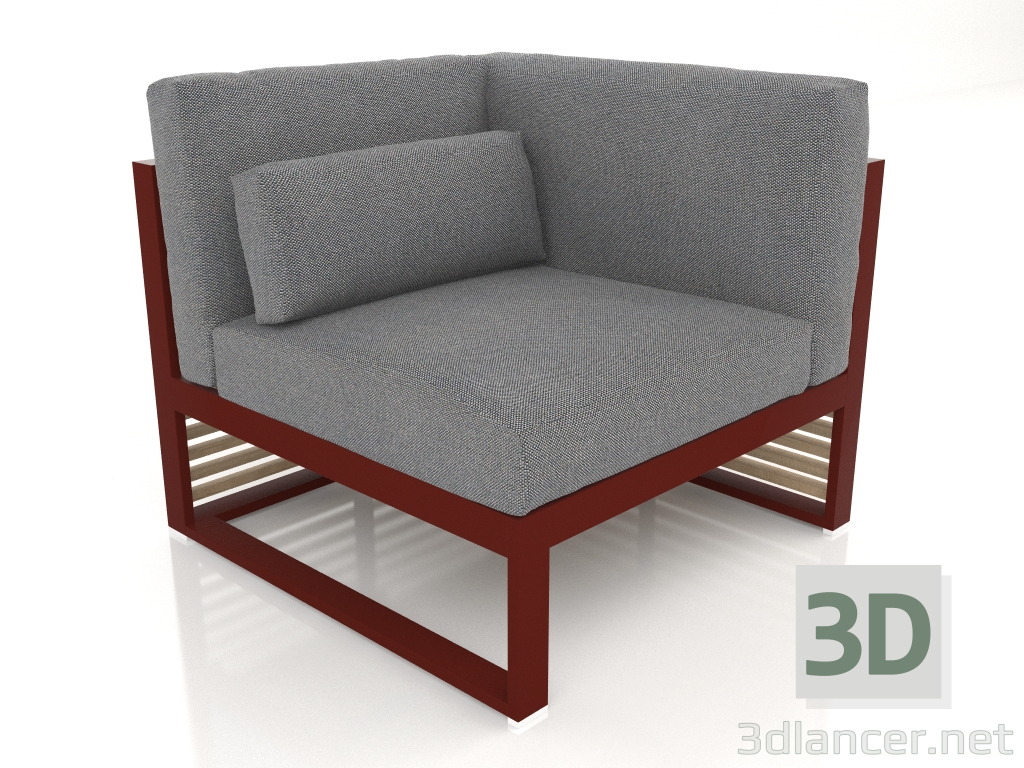 Modelo 3d Sofá modular, secção 6 direita, encosto alto (Vinho tinto) - preview