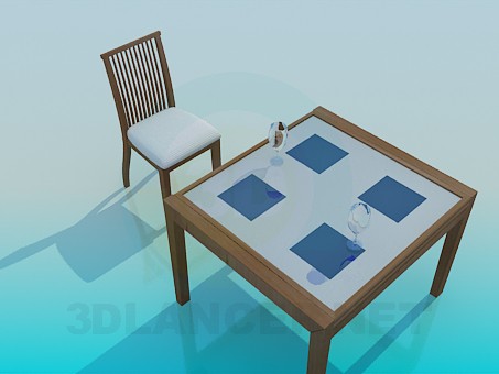 Modelo 3d Conjunto de mesa e cadeira - preview