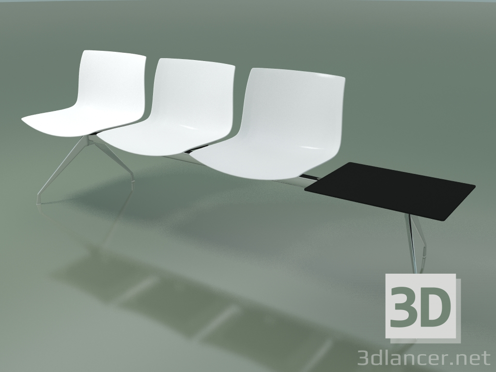 3d model Banco 2036 (triple, con mesa, polipropileno PO00401) - vista previa