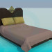 Modelo 3d Cama com decoração dourada - preview