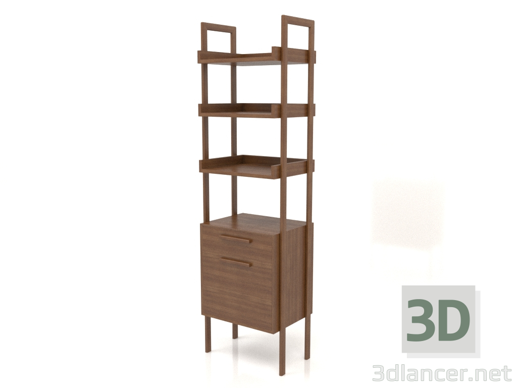 3d модель Стеллаж ST 03 (с тумбой) (550х400х1900, wood brown light) – превью