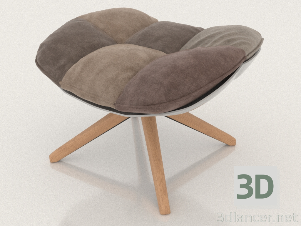 3d model Otomana estilo cáscara (patchwork marrón) - vista previa