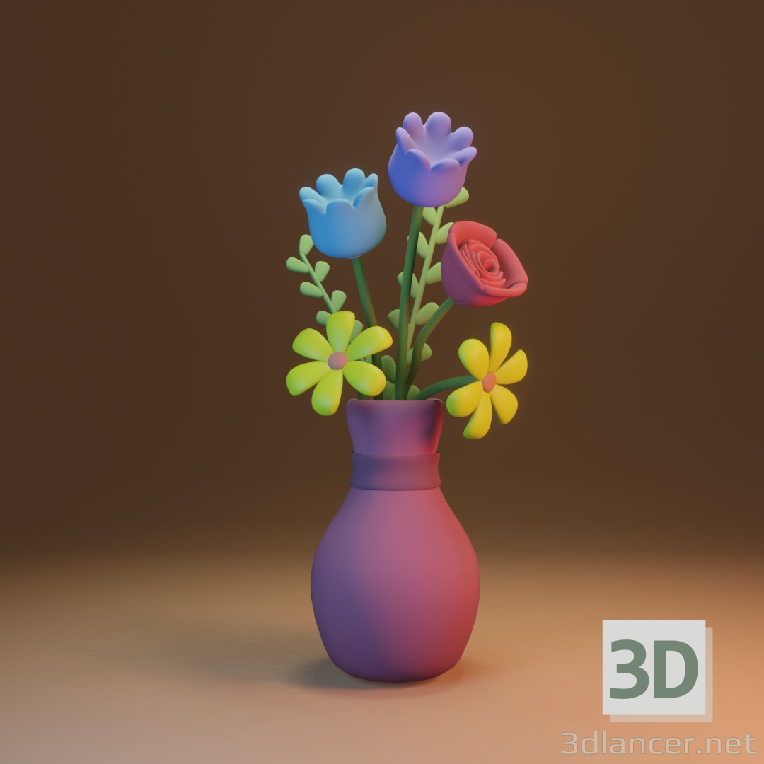 modèle 3D Fleurs dans un vase - preview