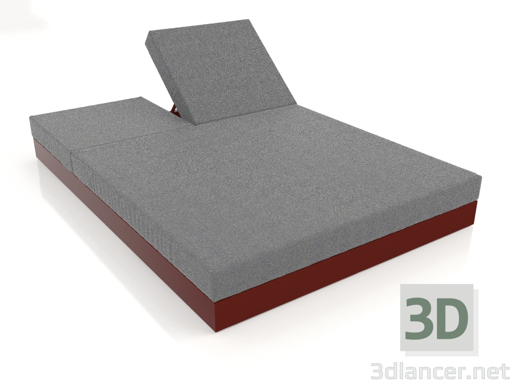 modello 3D Letto con schienale 140 (Rosso vino) - anteprima