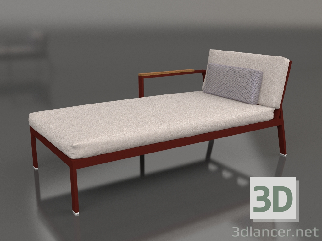 modello 3D Modulo divano, sezione 2 sinistra (Rosso vino) - anteprima