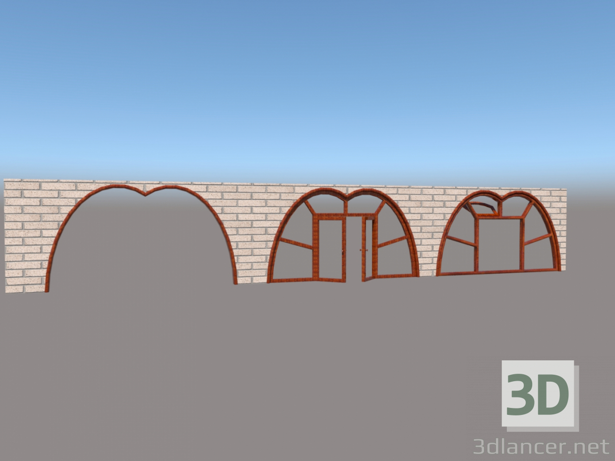 modèle 3D Fenêtre, porte et arc - preview