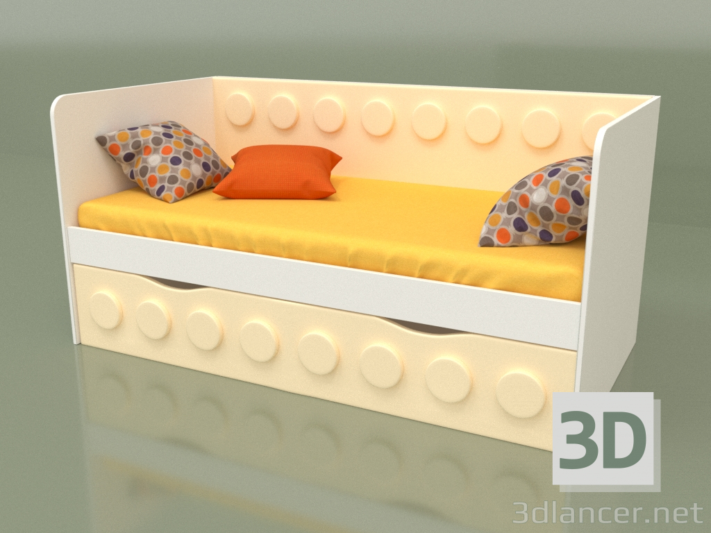 3d model Sofá cama para niños con 1 cajón (Crema) - vista previa