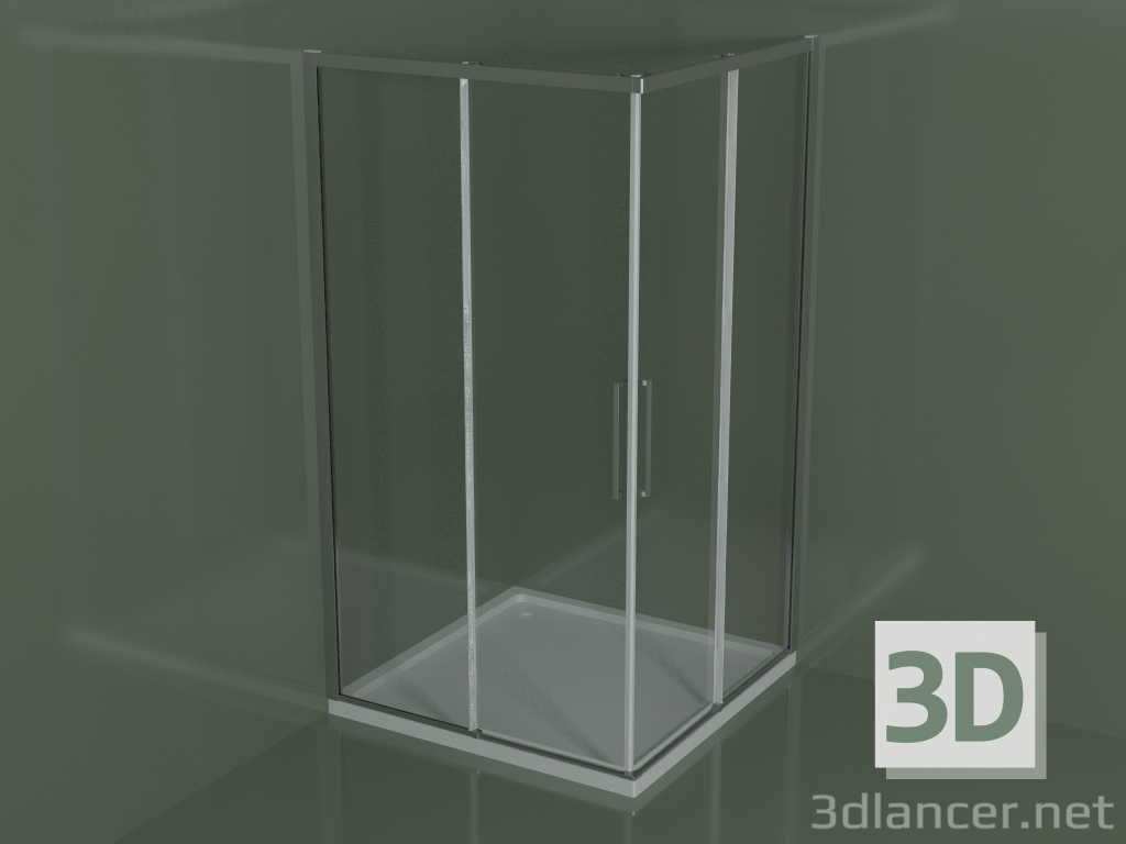 3d model Mampara de ducha ZA + ZA 110 con puerta corredera para platos de ducha de esquina - vista previa