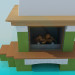 3d model Chimenea con estantes de madera - vista previa