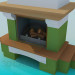 3d model Chimenea con estantes de madera - vista previa