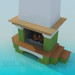 3d model Chimenea con estantes de madera - vista previa