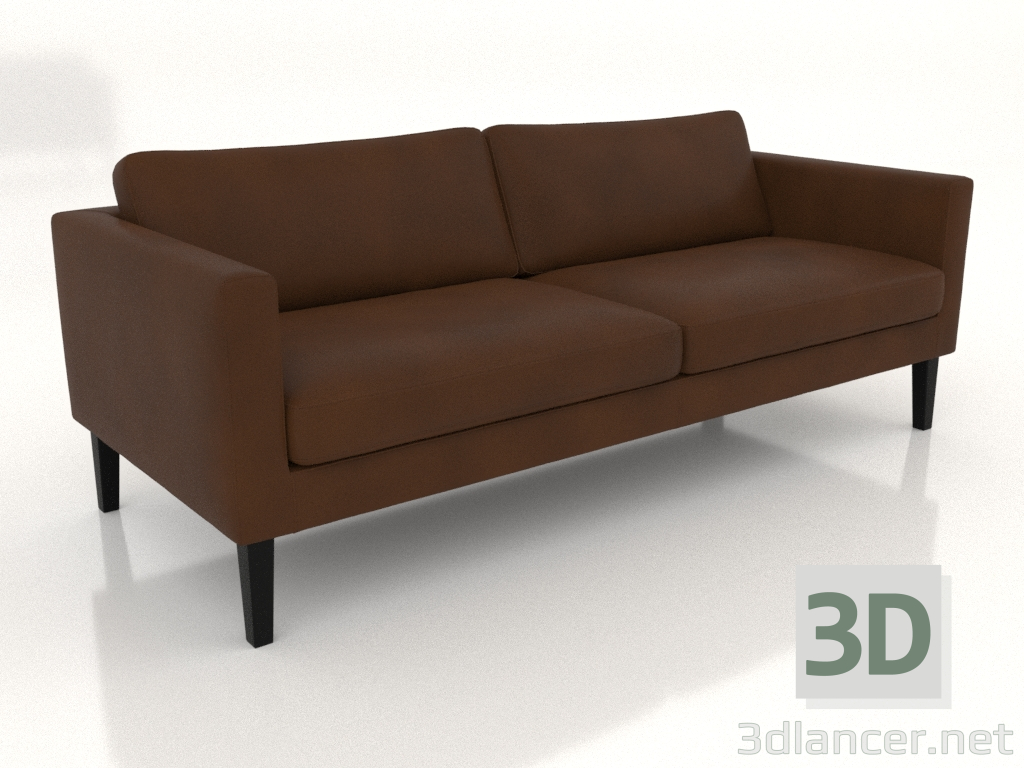 3d model 3-seater sofa (high legs, leather) - preview