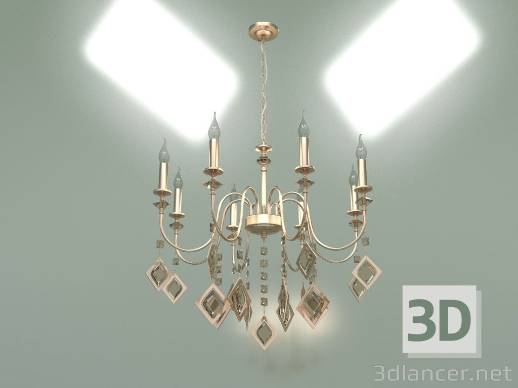 modello 3D Lampadario a sospensione Telao 10110-8 (cristallo dorato) - anteprima