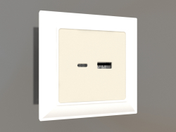 USB socket type A+C (ivory)