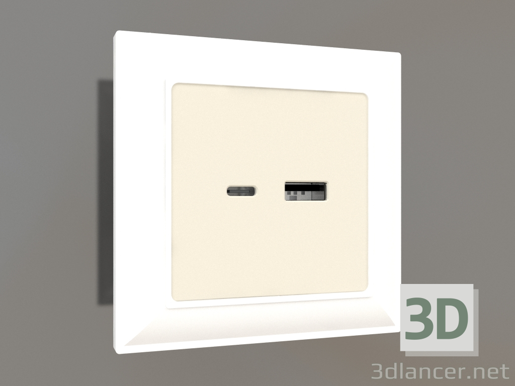 3d model USB socket type A+C (ivory) - preview