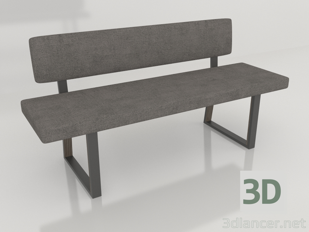 3d model Banco con respaldo (oscuro) - vista previa