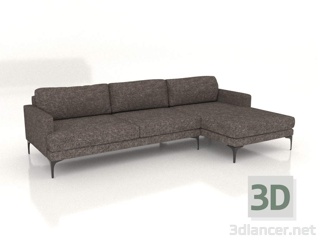 3D Modell Sofa Fisht Ecke 290 cm (Metallbeine) - Vorschau