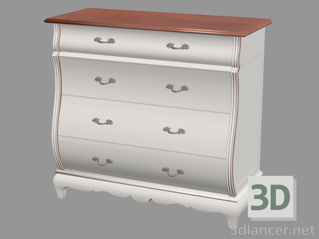 modèle 3D Commode à quatre tiroirs MD421 - preview