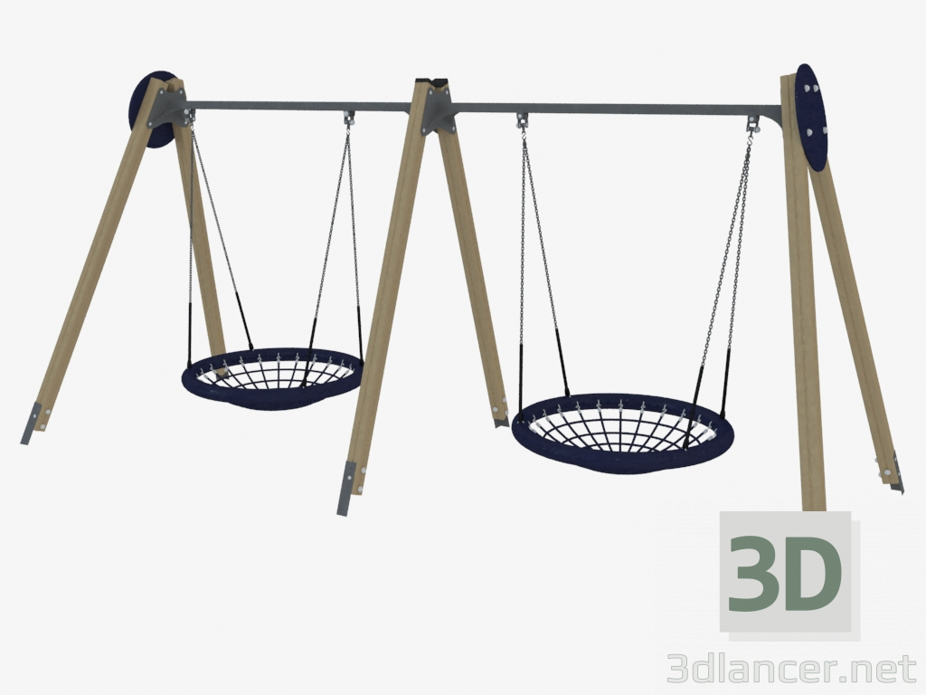 3d model Columpio nido parque infantil (doble) (6329) - vista previa