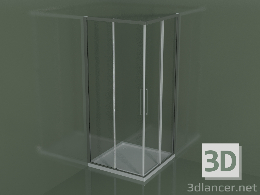 3d model Mampara de ducha ZA + ZA 90 con puerta corredera para platos de ducha de esquina - vista previa