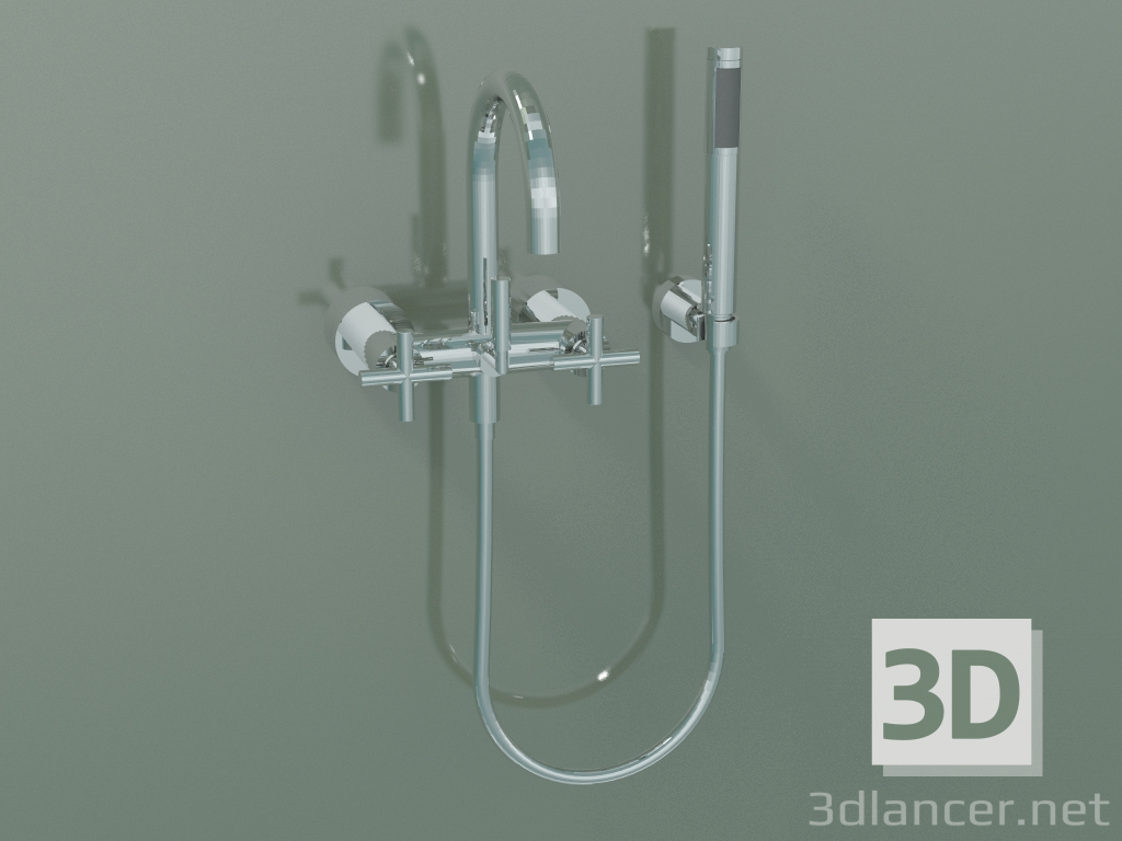 3d model Wall-mounted bath mixer with hand shower (25 133 892-00) - preview