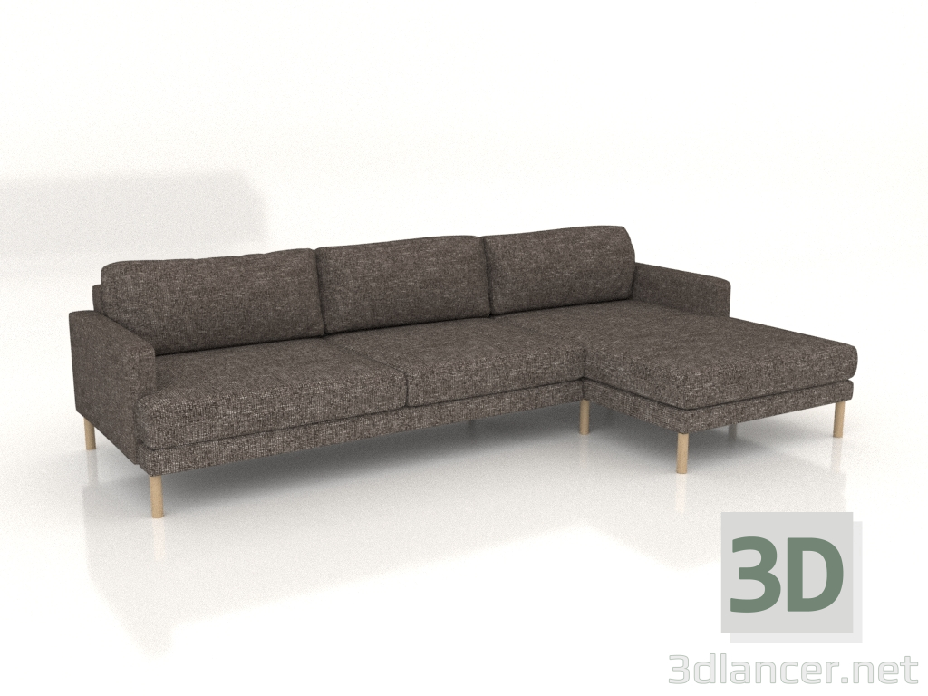 Modelo 3d Sofá Fisht canto 290 cm (pés de madeira) - preview