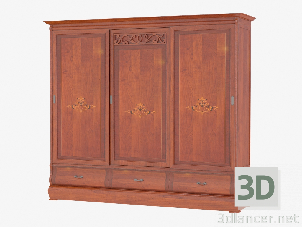 3d model armario de tres puertas con tres cajones MD426 - vista previa