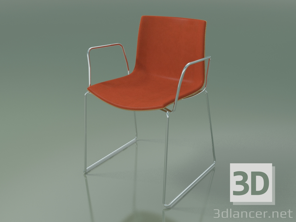 modello 3D Sedia 0326 (su binari con braccioli, con rivestimento frontale, rovere naturale) - anteprima